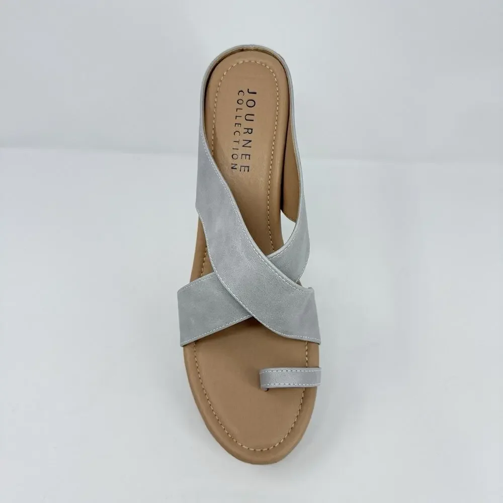 Journee Collection Rayna Women’s Size 12 Stone Wedge Sandals New